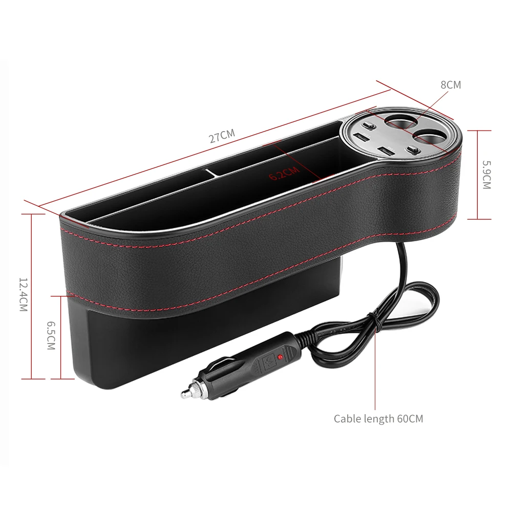 Скидка Ящик для хранения, автомобильный органайзер, Премиум искусственная кожа, автомобильное сиденье, заполнитель с 2 Usb-зарядными устройствами и ...