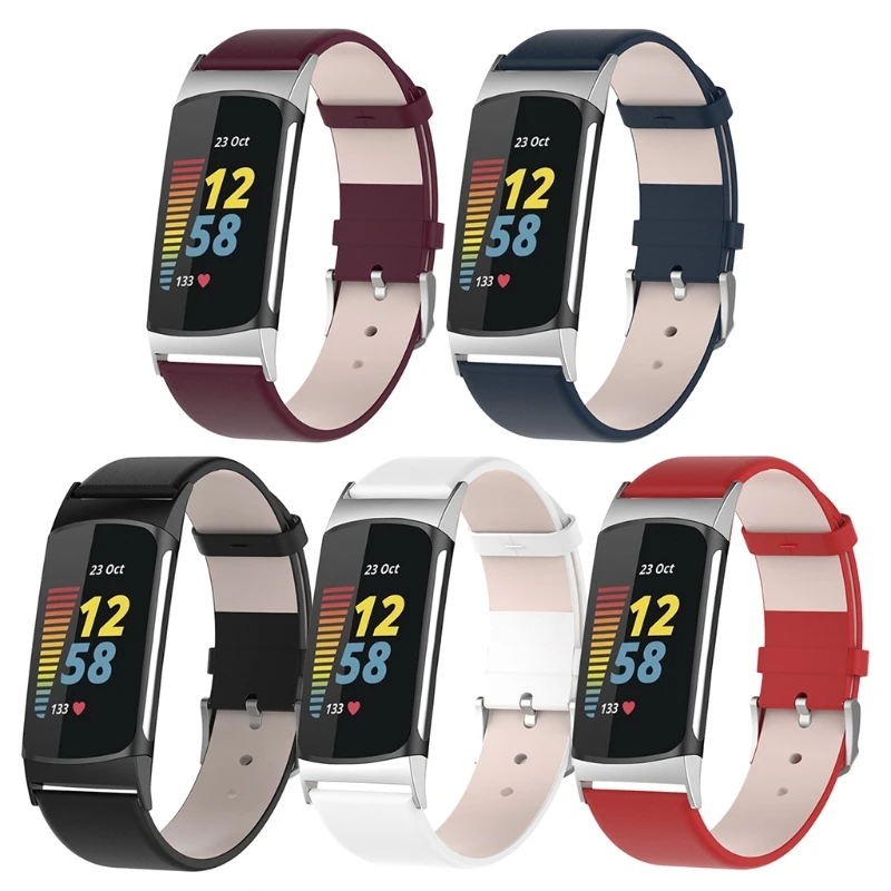

Кожаный ремешок, совместимый с Fitbit-Charge 5, водонепроницаемый браслет, прочные Смарт-часы, модный ремешок, спортивный браслет
