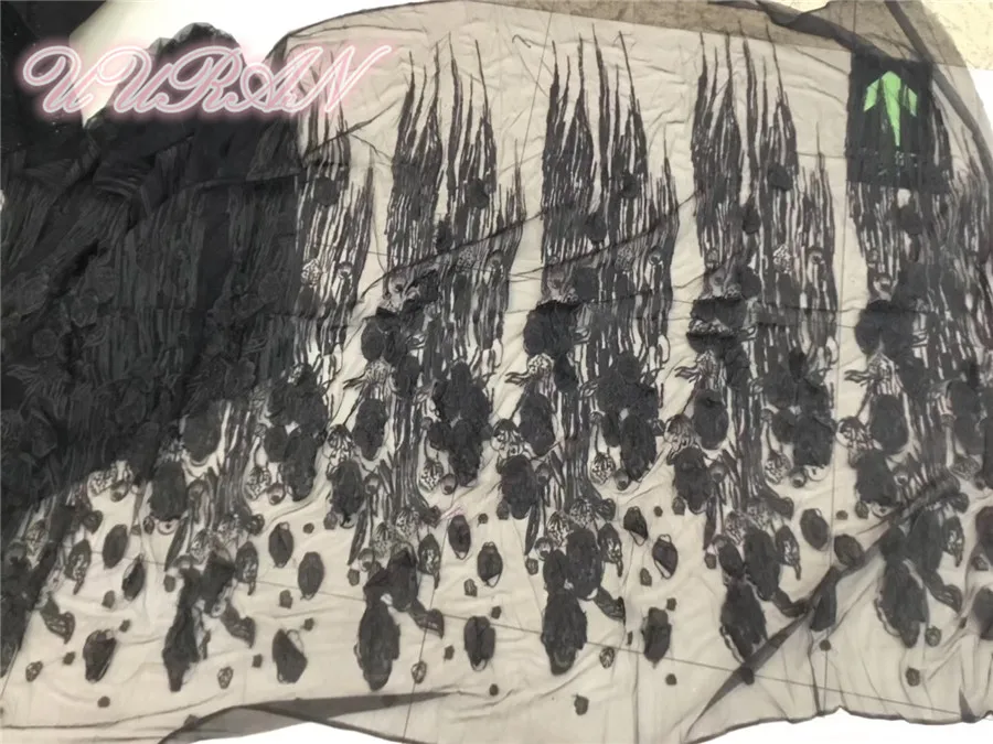 5 ярдов Черная сетка африканский тюль вышивка кружево ткань французская Сетка