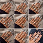 Кольца Docona в богемном стиле женские, металлические кольца с геометрическим дизайном, декором слон, лист, драгоценный камень, декор Стразы под серебро, ювелирные изделия