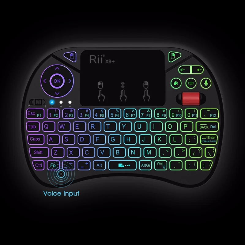 Rii X8 + RGB 2 4G Беспроводная клавиатура с сенсорной панелью голосовой поиск