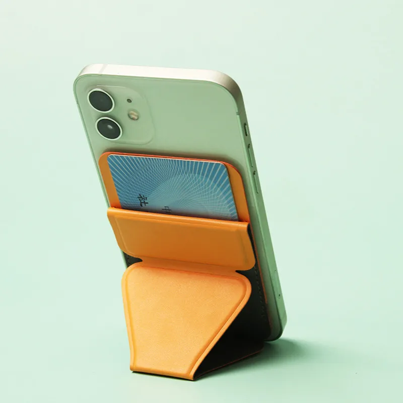 Magnetic Folding Lazy Holder Wallet For iphone 12 Pro Max Ultra-thin Desktop Neutral Back Cover Universal PU Mobile phone Holder