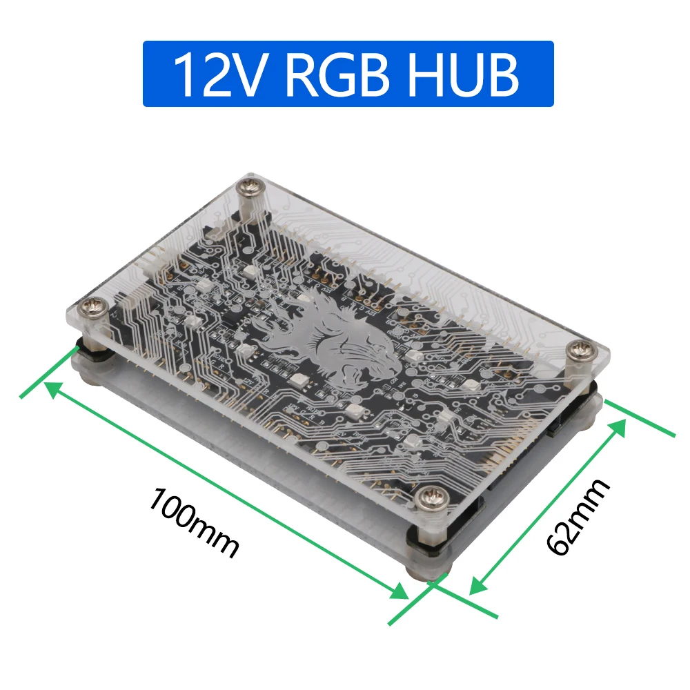 

12V RGB Hub with Acrylic Case and Magnetic Standoff with RGB Extension Cable for ASUS/MSI 12V 4Pin LED Controller