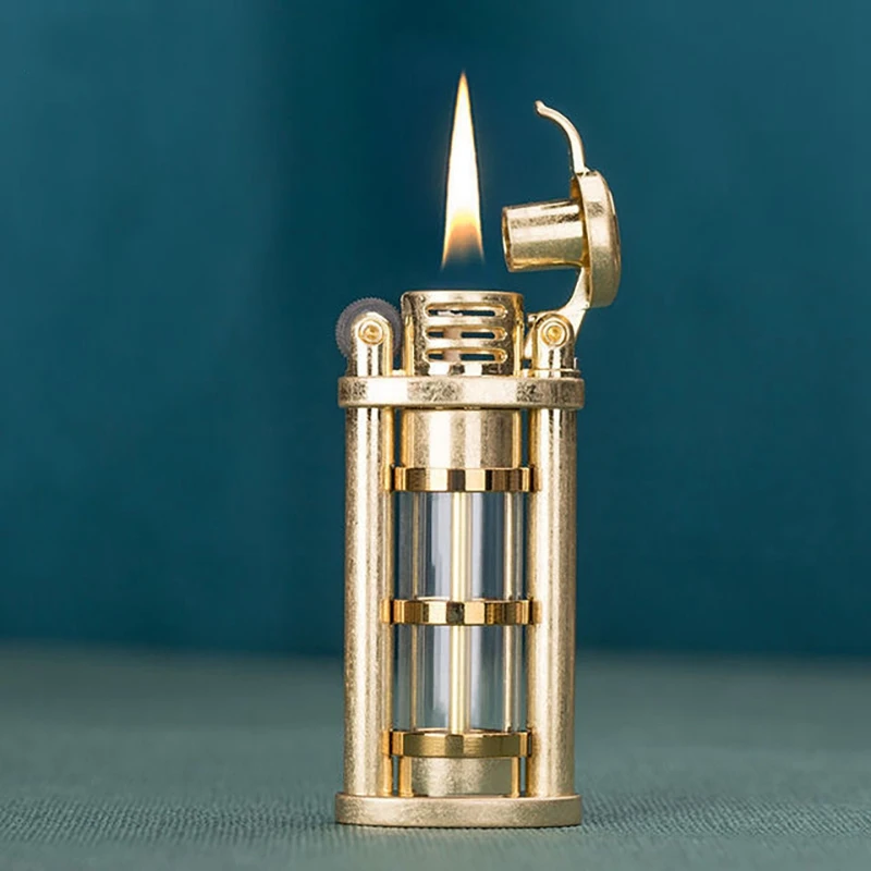 zorro gasoline kerosene lighter transparent oil bin creative windproof antique metal grinding wheel smoking accessories gadgets free global shipping