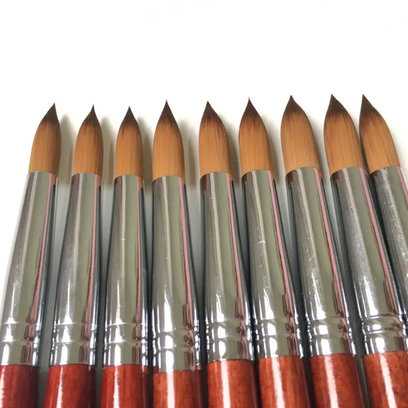

Tops Sell 1pcs #18 100% Kolinsky Sable Pen Round With Red Wood Handle Acrylic Nail Brush For Professional Painting Nail Salon