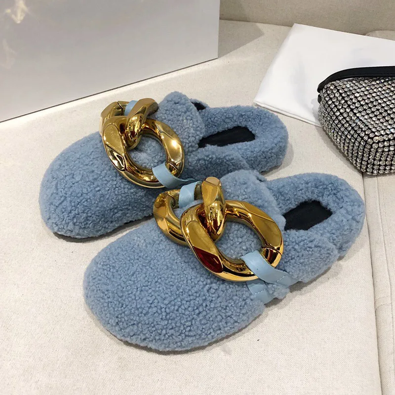 Женские тапочки из натуральной шерсти на плоской подошве | Обувь