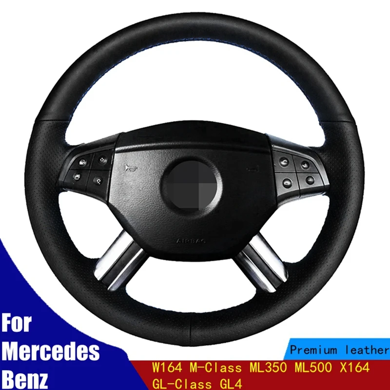 

Car Steering Wheel Cover Artificial Leather Hand-stitched Black PU For Mercedes Benz W164 M-Class ML350 ML500 X164 GL-Class GL4