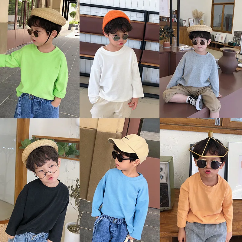 Модная Осенняя футболка с буквенным принтом для мальчиков вышивка одноцветная