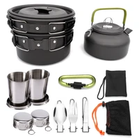 outdoor camping teapot set pot set high grade hard alumina portable cookware combination heat gathering split type