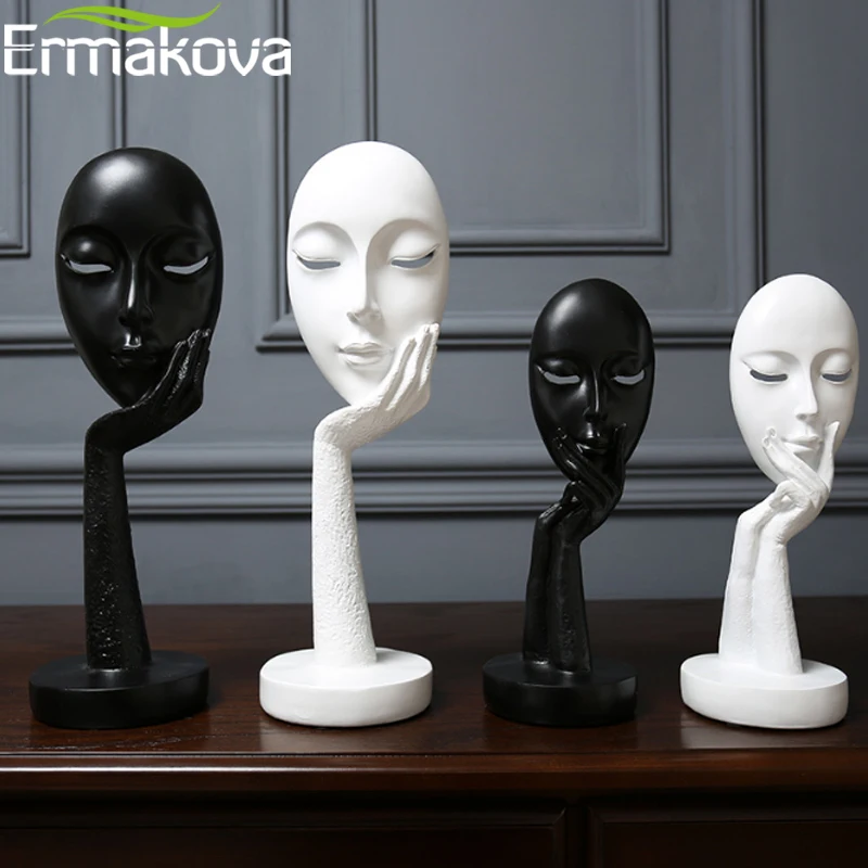 Ермакова нордический абстрактный мыслитель мышление Леди Маска Статуэтка смола статуя офис, ТВ-кабинет украшение дома ремесла