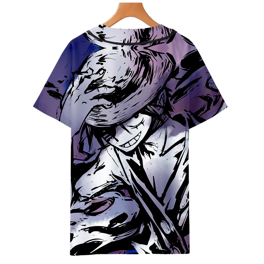 

Summer Thin Cardigan Baseball Uniform 3D Short Sleeve Trend Personality Casual Man Jersey Print Round Fast Drying O-neck