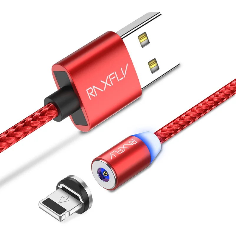 RAXFLY Магнитный зарядный кабель для iPhone Nokia 7 8 6 плюс 5 5S магнит Lightning/зарядка через usb провод Micro USB шнур Тип C магнитная зарядка для зарядка для айфона - Цвет: Red
