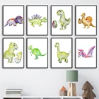 Динозавр яйца Трицератопс детская мультяшная настенная Картина на холсте скандинавские плакаты и принты настенные картины декор детской комнаты