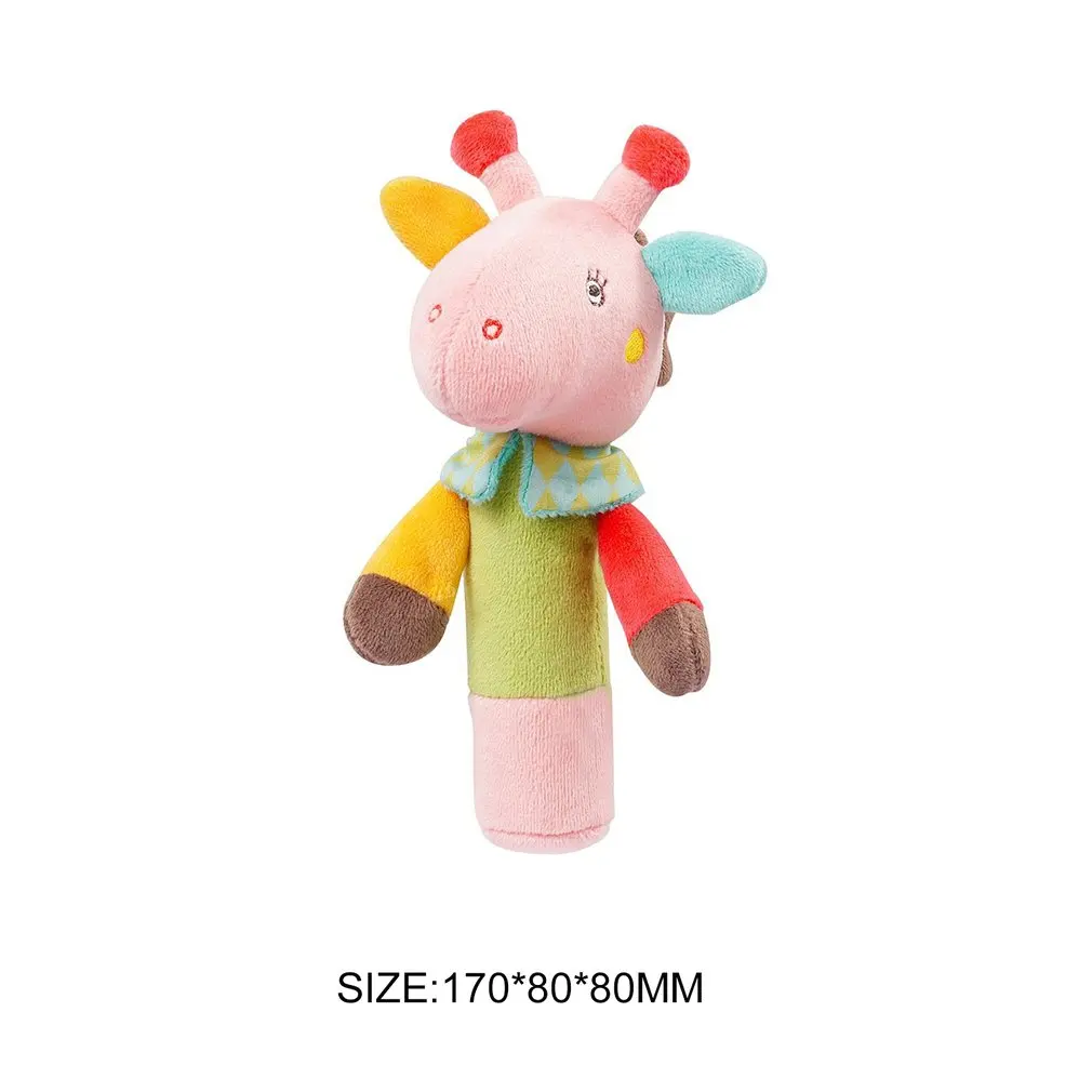 

Creative Infant Baby Handbell Appease Hand Catching Animal BB Stick Hand Grasp Developmental Animal Stick Toy