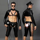 Сексуальное Мужское боди JSY, нижнее белье, Униформа полиции для косплея, горячая эротический латексный костюм, нижнее белье для ролевых игр, порно костюмы