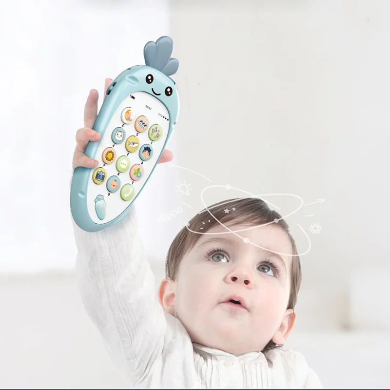 Детский сотовый телефон игрушка для раннего образования музыка с прорезывателем