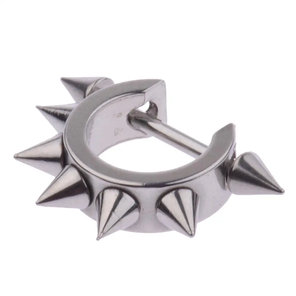 Silver Amader, 1 шт., панк, мужские, женские, нержавеющая сталь, обруч, новинка, острое ухо, черные серьги-гвоздики, готические, черные серьги - Окраска металла: Silver