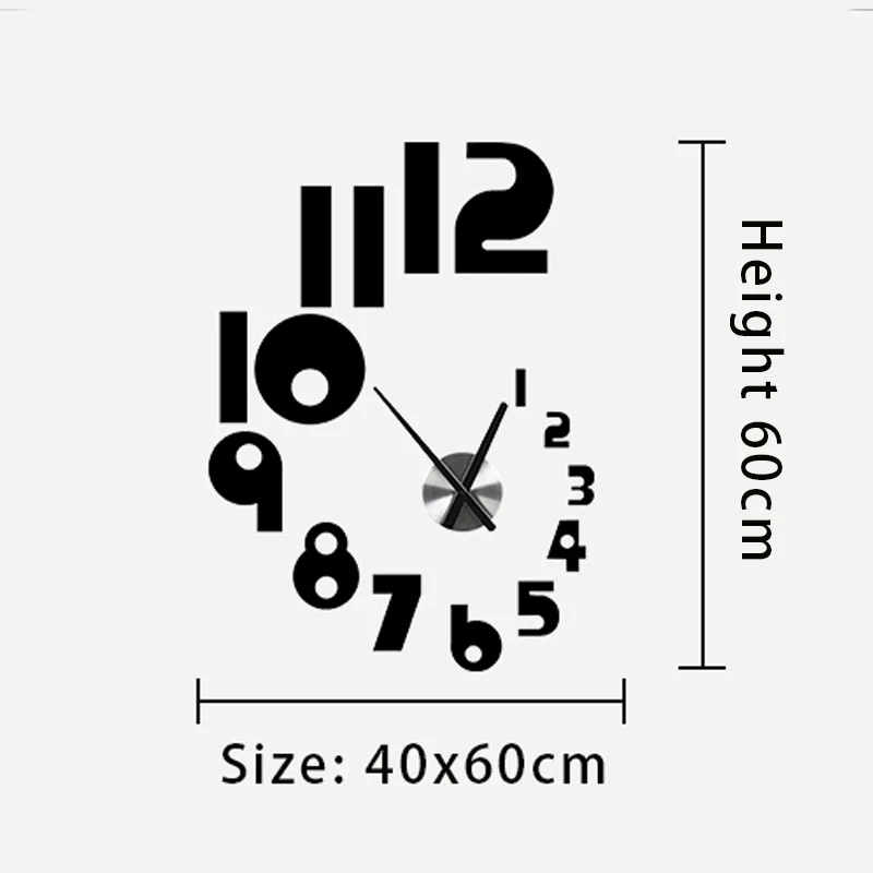 MEISD Creative DIY Stickers Clock Modern Design Quartz Watch Silent Home Decor Acrylic Room Black Horloge Free Shipping Hot Sale