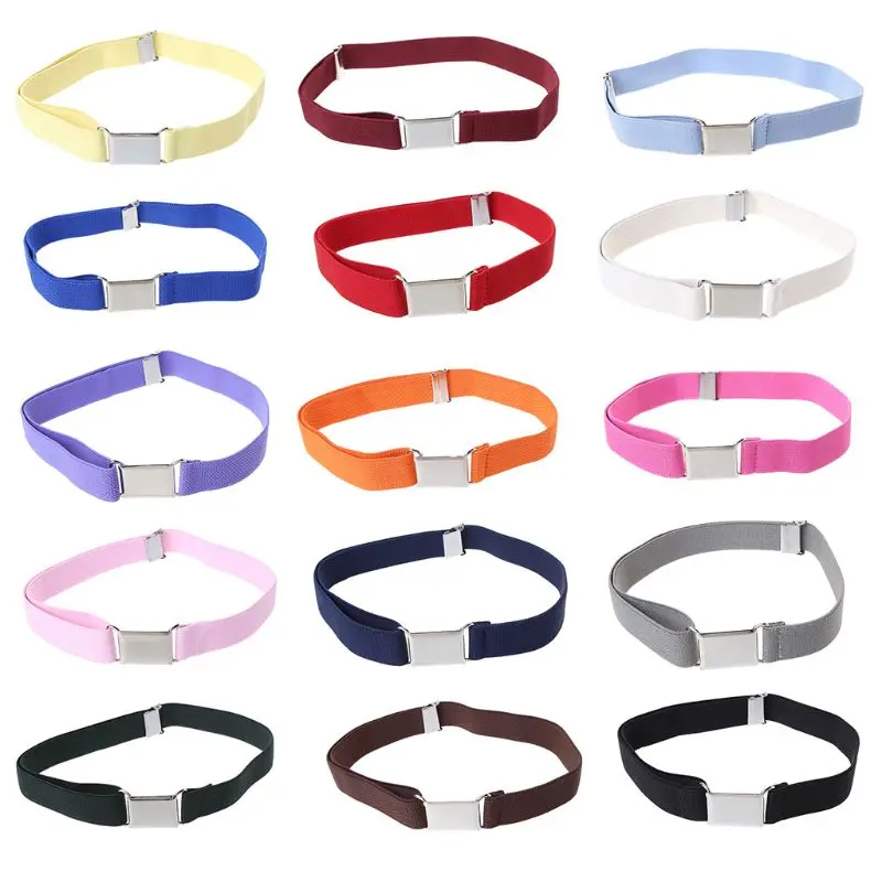 

Children Kids Solid Color Unisex Canvas Belts Boys Girls Elastic Belt Adjustable