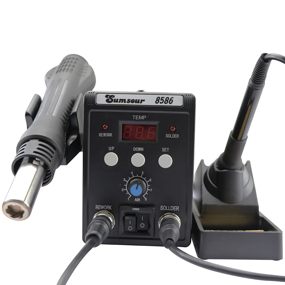 Soldering Station 8586 Welding Hot Air Gun + Electric Iron 2 In 1 LCD Digital Display Equipment Repair Tool | Инструменты