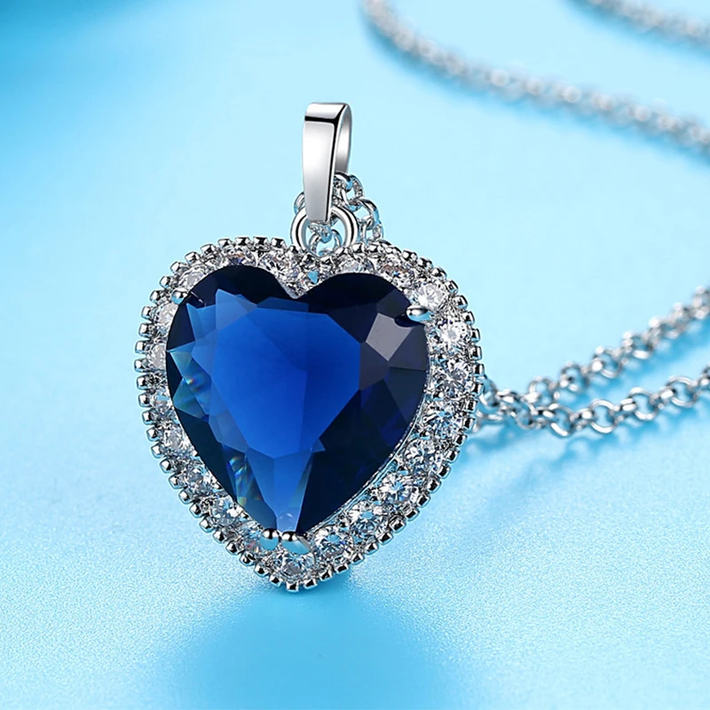 Новое роскошное ожерелье с большим кристаллом в форме сердца Подвеска для женщин
