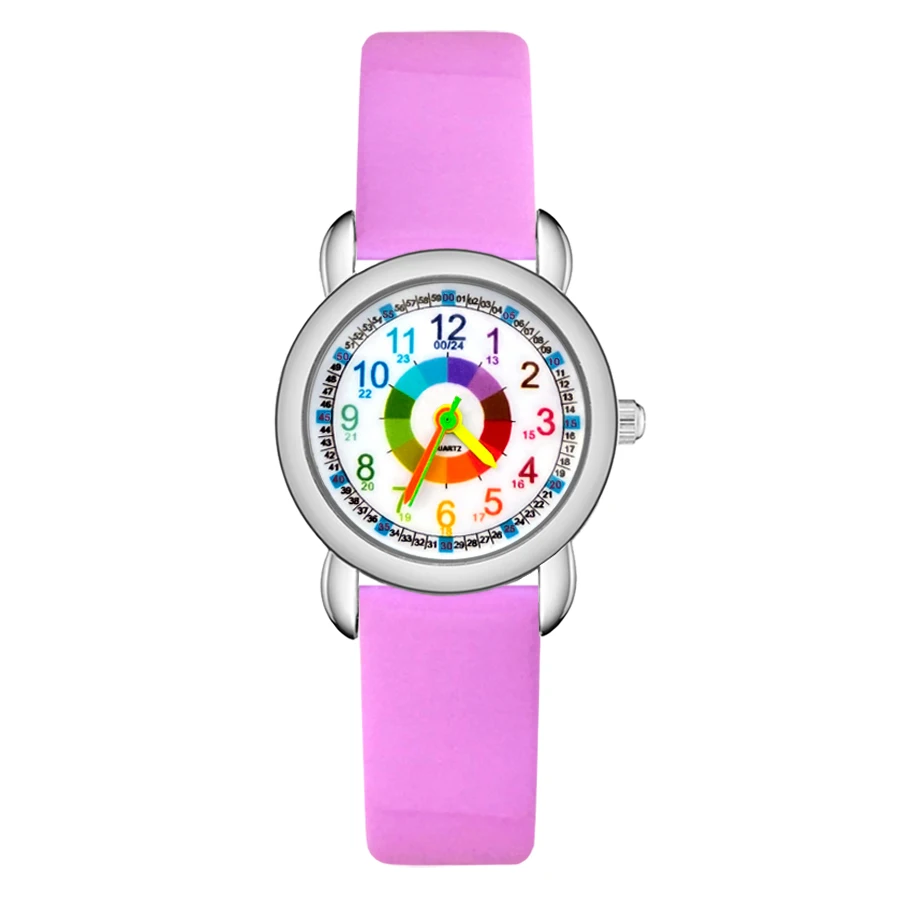 

Fashion Cute Pretty Color Numbers Style Children's Kids Student Girls Boys Quartz Leather Wrist Watch Clock JP23