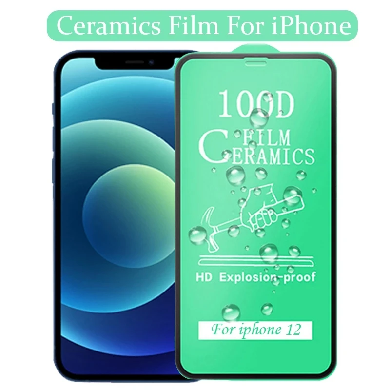 

100D Soft Ceramics Glass for iPhone 12 11 Pro Max 6s 7 8 Plus X XS XR SE 2020 iPhone 12 11Pro 12mini Full Screen Protector Film