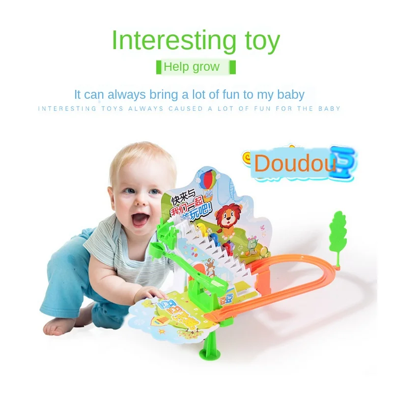 Трековые игрушки счастливый горох поднимается по лестнице электрический