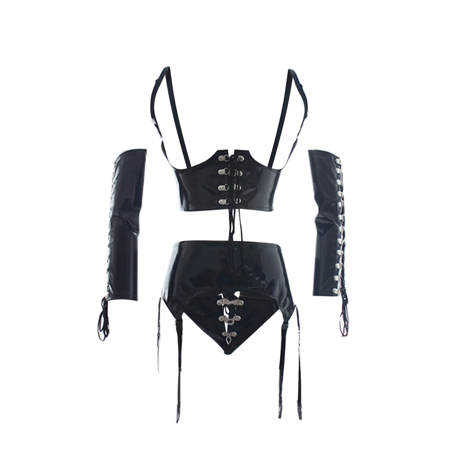 

Комплект женского нижнего белья из лакированной кожи, бюстгальтер