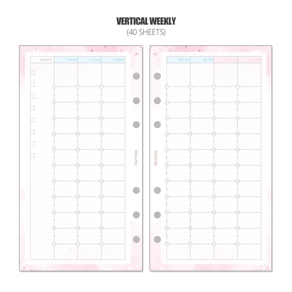 Weekly - 40 Sheets MyPretties фантазия вертикальный еженедельник заправка бумаги 40 листов A5 A6 наполнитель бумаги для 6 отверстий блокнот-Органайзер - Цвет: Weekly - 40 Sheets