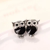 thj lovely owl crystal hot new fashion women girls cute earrings 1pair rhinestones ear stud shape jewelry gift