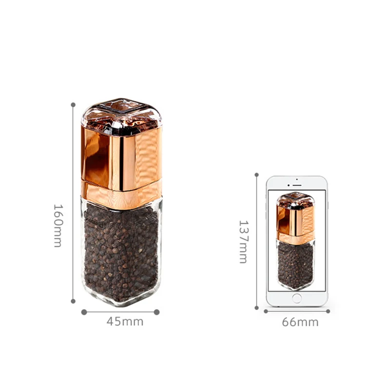 Портативная ручная мельница для соли и перца стеклянная бутылка емкость приправ