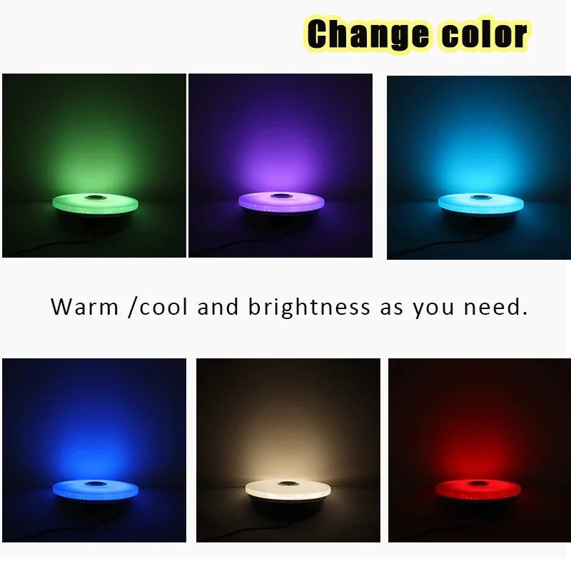 

100W LED Ceiling Light Modern Lamp RGB Flush Mount Round Starlight bluetooth Speaker Dimmable Color Changing Light AC180-240V