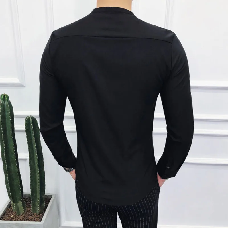 Пикантная рубашка без воротника с глубоким V образным вырезом новинка 2018 осенняя