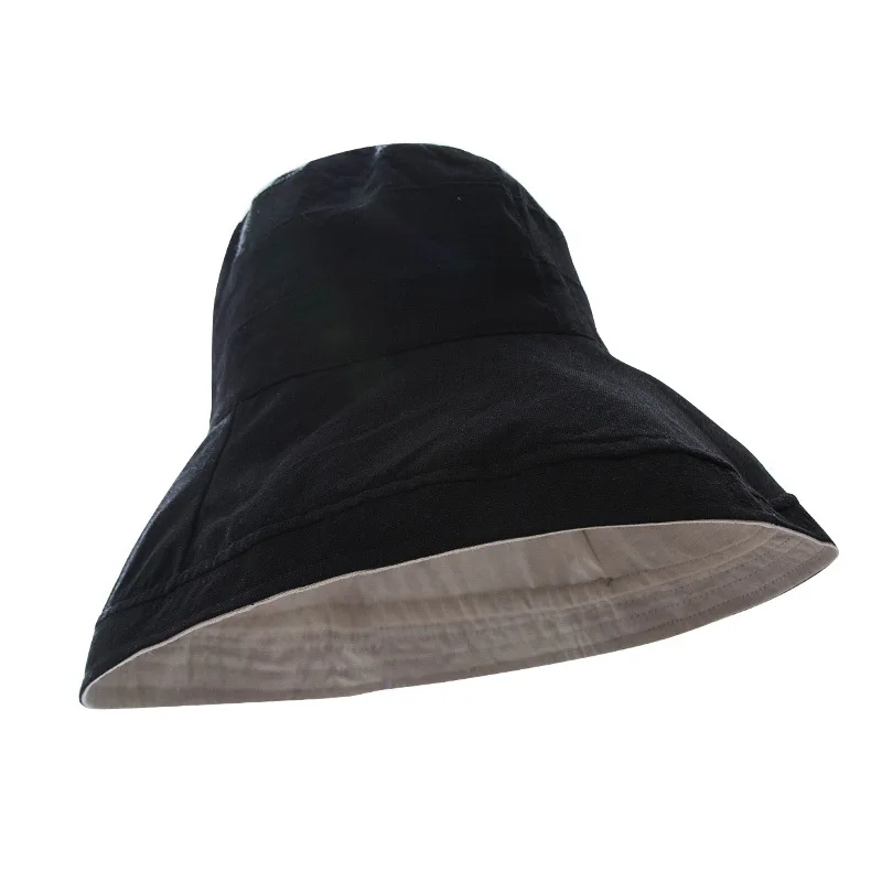 

edition ulzzang joker Japanese female summer sun hat is prevented bask in large eaves double-sided pure color POTS hat