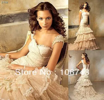 

free shipping 2016 new style hot sale Sexy bride wedding wear sweetheart princess good Custom size tiered ruched wedding dress