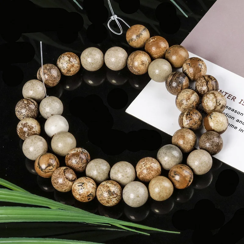 

4/6/8/10/12mm Natural Stone Beads Dull Polish Matte Picture Jaspe Stone Round Loose Beads For Jewelry Making