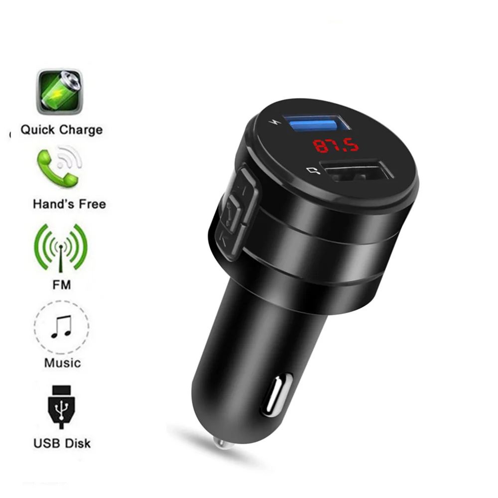 Автомобильный FM трансмиттер Bluetooth MP3 плеер с поддержкой U диска AUX 3 1 А два USB порта
