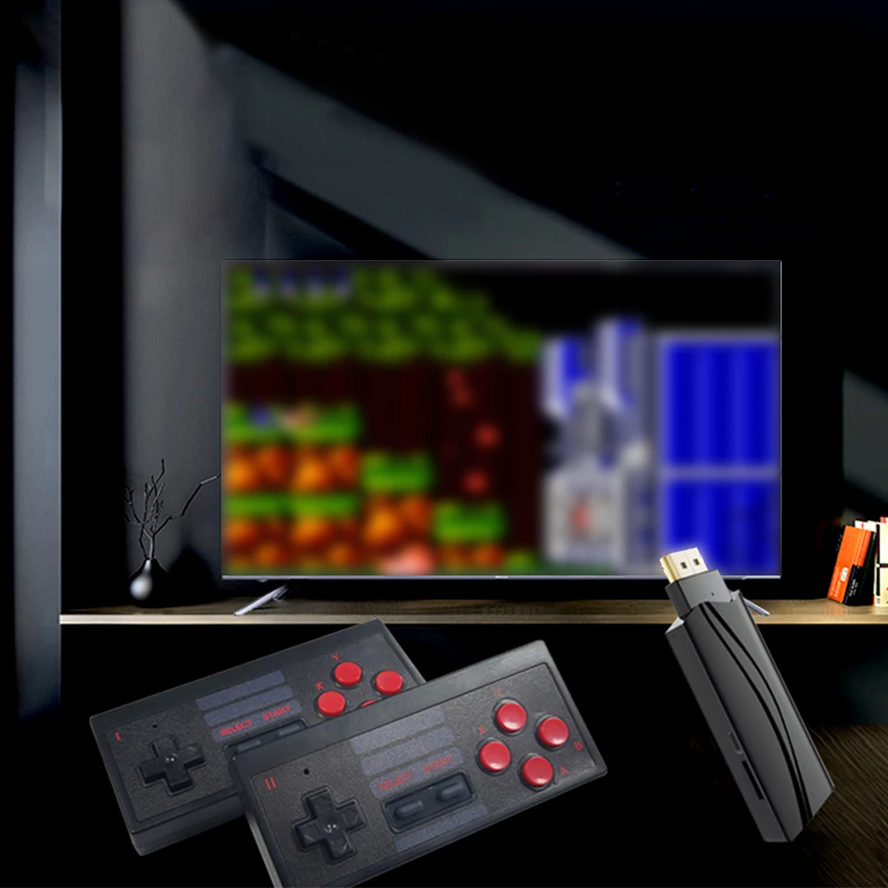 Классическая игровая мини-консоль со встроенными 628 игровыми видеоиграми и двумя
