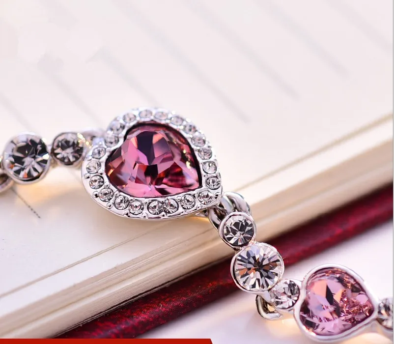 Модный женский браслет из горного хрусталя Ocean Blue цепочка сердце ювелирные