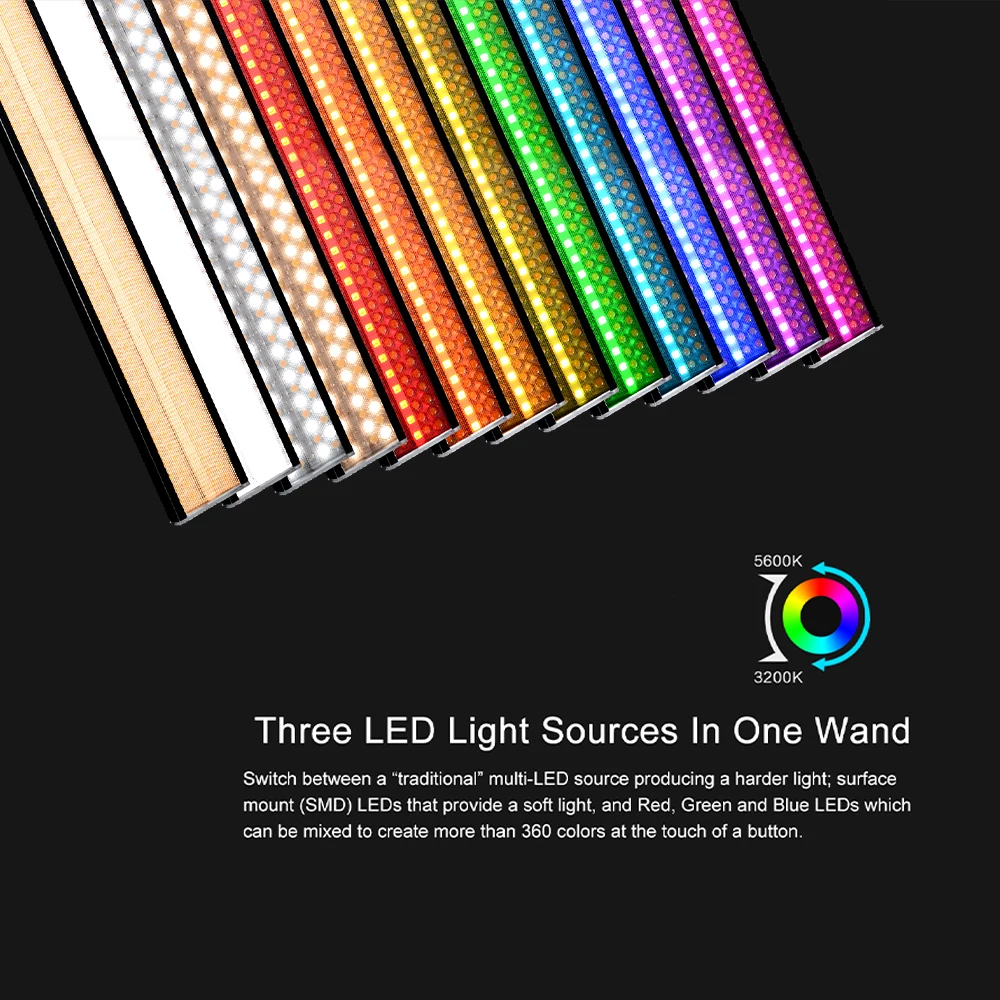 Светодиодный светильник NANLITE MixWand 18 Вт 3200-5600K RGB с эффектом света | Электроника