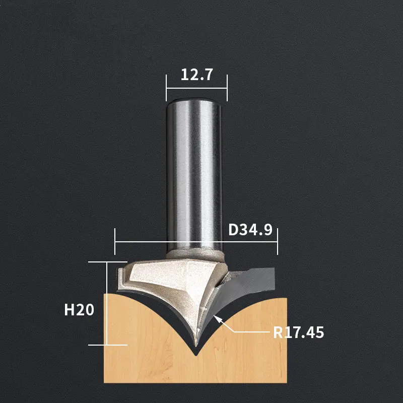 12,7 мм shank-1PCS, станок с ЧПУ деревообрабатывающий фрезерный станок, вольфрамовая твердосплавная Концевая фреза, NeedleNose Гравировальный Бит, МДФ, Деревянный инструмент - Длина режущей кромки: JZD12.7x34.9