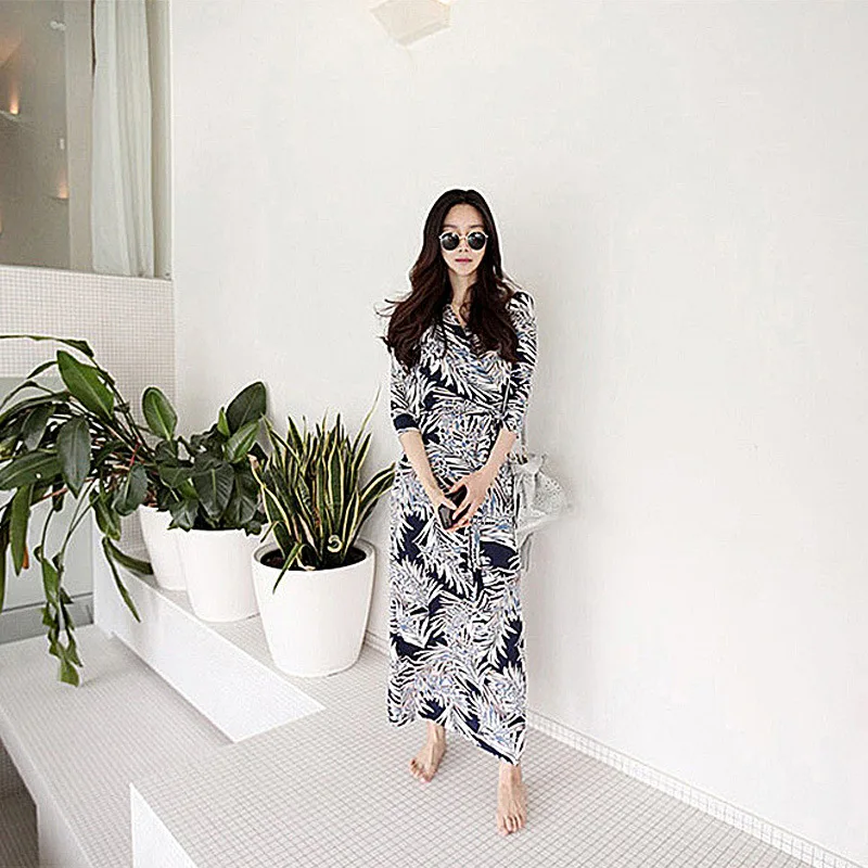 

Летняя новая женская элегантная юбка с рукавом 3/4, юбка с высокой талией и принтом