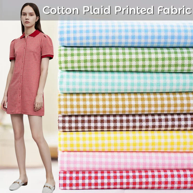 

100*160cm Printed Grid Plaid Cotton Fabric For Handmade Baby Clothes Patchwork Quilting Fabric Diy Upholstery Curtain Tablecloth