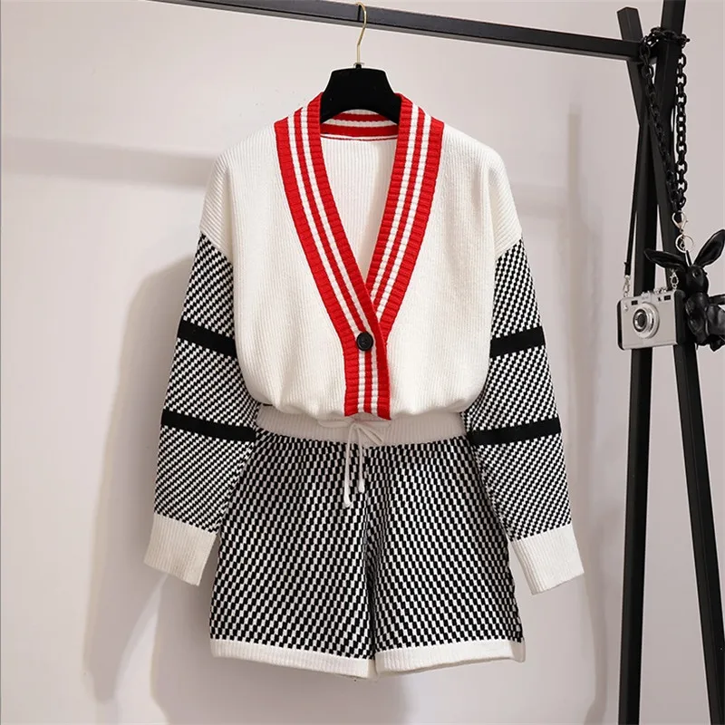 Женский трикотажный наряд новый модный осенний комплект из 2 предметов вязаный