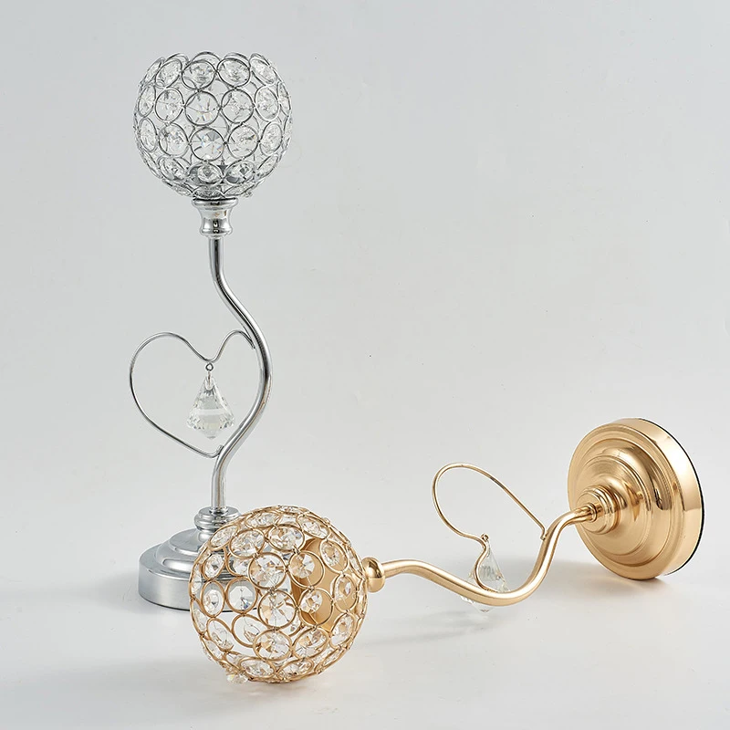 Подсвечник в форме сердца с золотыми кристаллами | Дом и сад