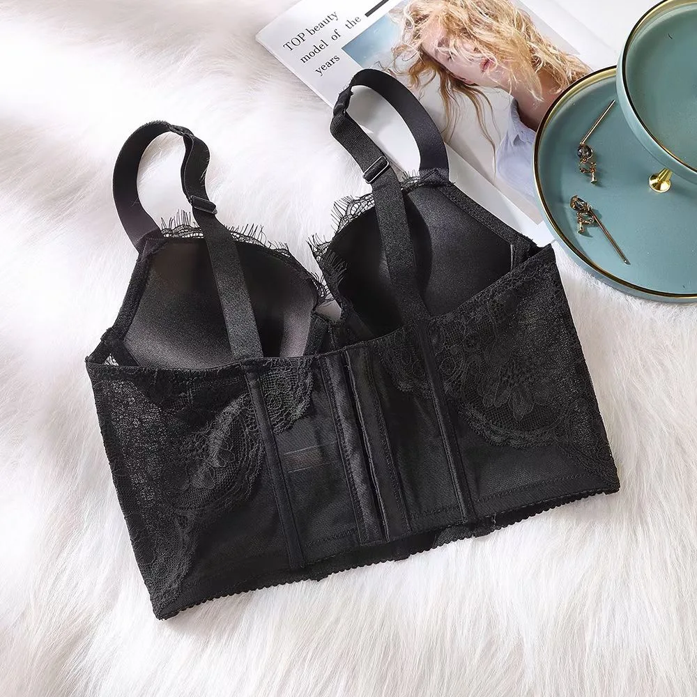 

2021 Women Brand Design Comfort Underwear Sexy Lace Lingerie Luxury Rhinestone Letters Push Up Bra Transparent Crop Tops