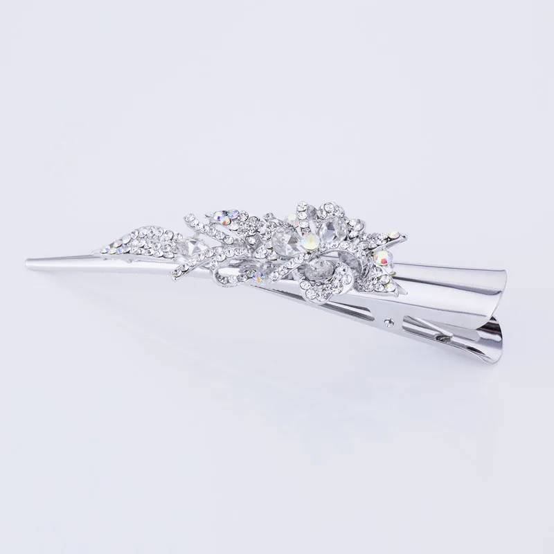 white heart flower Потрясающая модная металлическая филигрань со стразами типа Ибис Заколка-зажим для женщин аксессуары покрытые серебром горячая Распродажа - Окраска металла: white heart flower