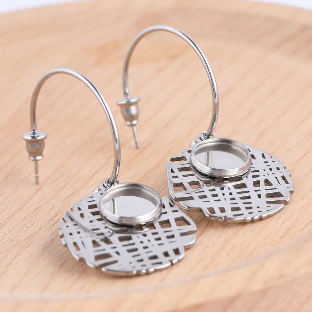 

10pcs stainless steel earring making supplies fit 10mm cabochon base settings diy stud post earring findings