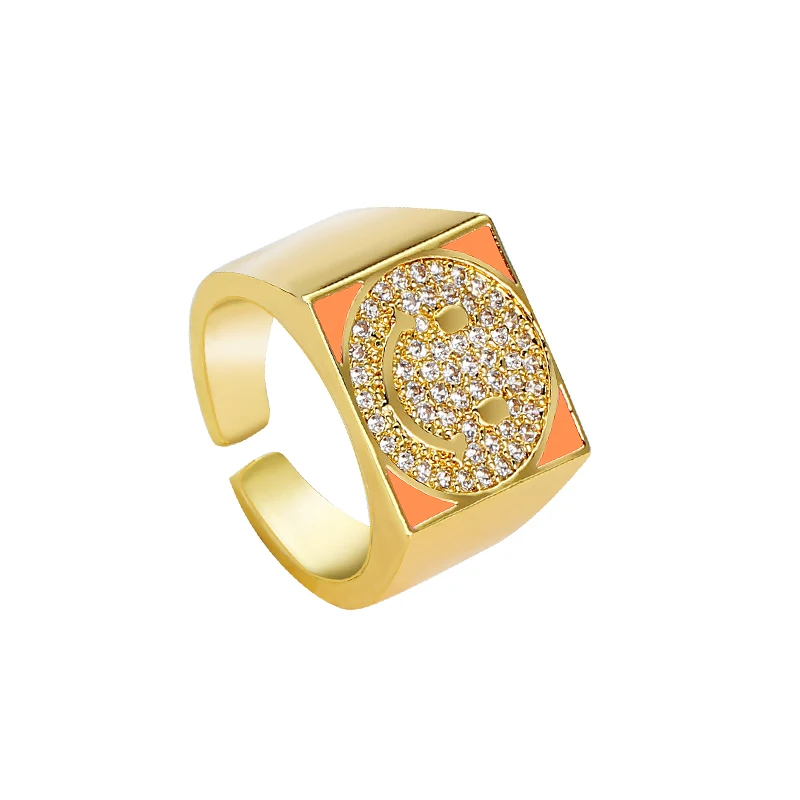 Новое поступление открытое регулируемое квадратное кольцо с микро цирконом и